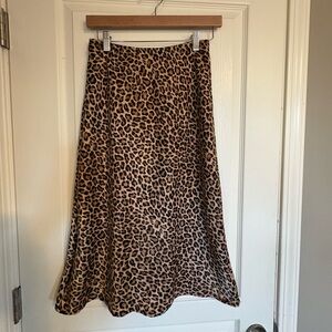 Leopard print bias cut a-line skirt size small
